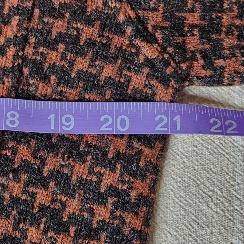 David Brooks Vintage Pumpkin Brown Houndstooth Lambswool Knit Sweater Blazer - Picture 11 of 15